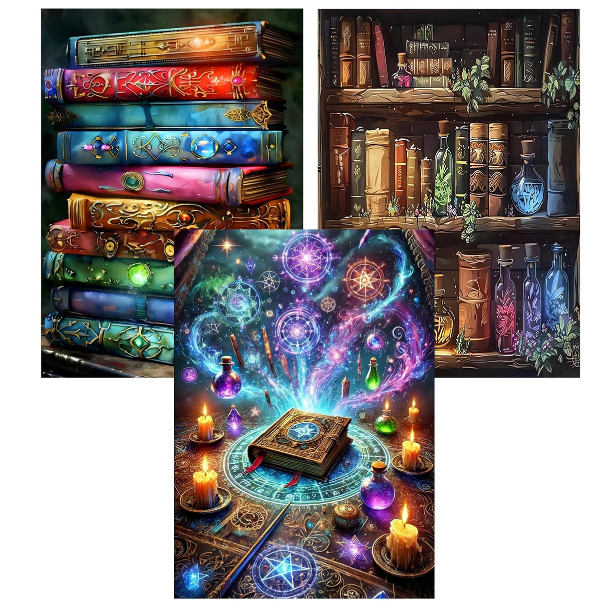 DAZZLEDOTS Diamond Art Kits for Adults 3 Pack Book Diamond Painting 5D Magic Diamond Art Kits for Beginners DIY Full Drill Paint by Diamonds Dot Gem Art for Home Wall Decor 12 x 16Inch DAZZLEDOTS