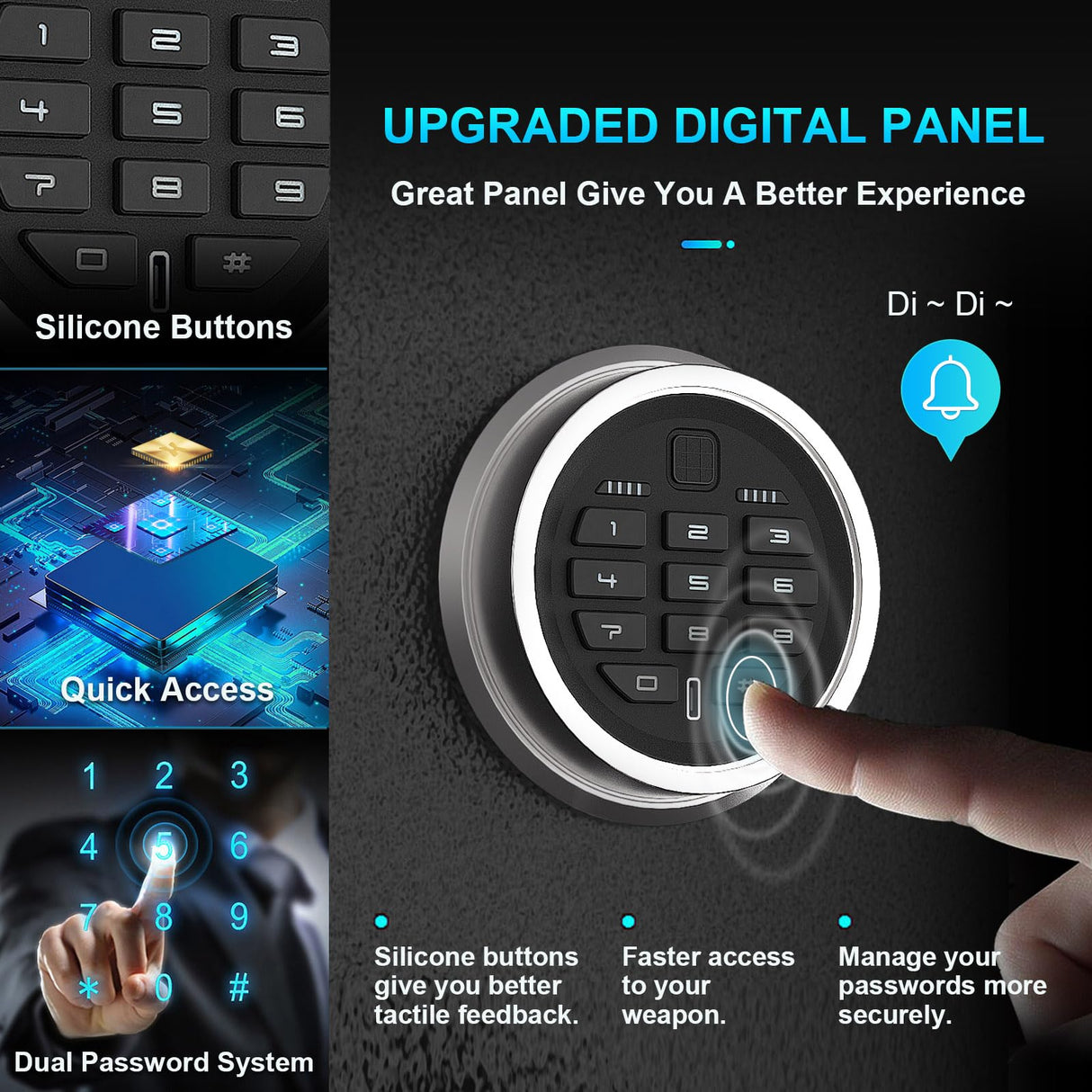 EMAXEE 4-5 Rifle Gun Safe, Gun Cabinet for Home Rifle and Pistols with Upgraded Digital Keypad and LED Light, Quick Access Gun Safes & Cabinets with Removable Shelf and Rifle Racks EMAXEE