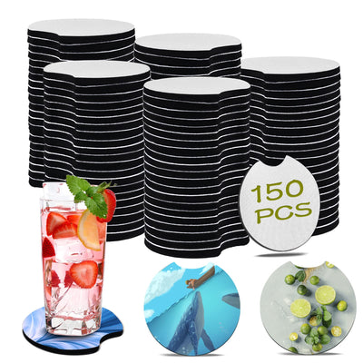 150 PCS Sublimation Blank Car Coasters, 2.75 in Circular Opening Blank Sublimation Coasters for Thermal Sublimation DIY Crafts, Car Coasters.