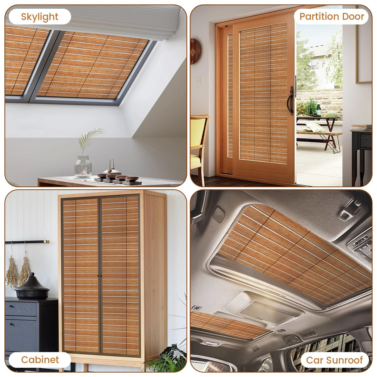 DKTIE Wooden Blinds Pattern Decorative Window Privacy Film, Sun Blocking Heat Control, Static Cling No Glue, with Installation Tools, Stained Glass Window Film (S531, 17.7" x 78.7") dktie