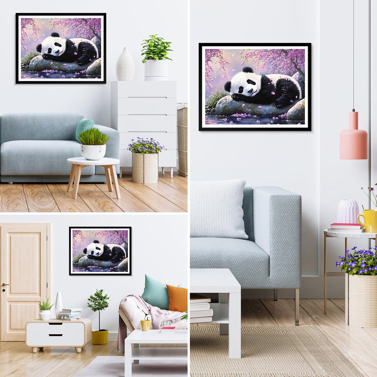 MXJSUA Cute Panda 5D Diamond Painting Kits for Adults, Diamond Art Kits for Beginner, DIY Full Round Drill Diamond Dots Gem Art Kits for Home Wall Decor 12x16 Inch MXJSUA
