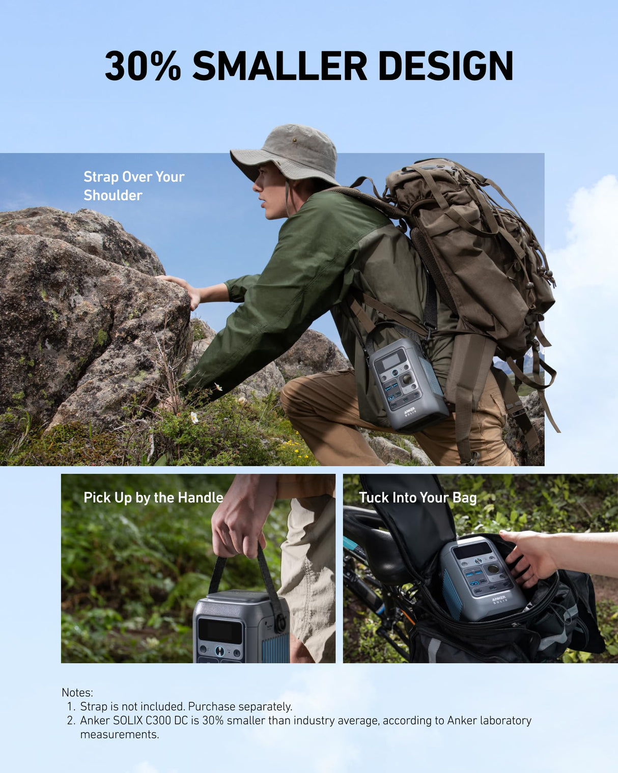 Anker SOLIX C300 DC Power Bank Station, Outdoor 288Wh (90,000mAh), Portable Power Station, LiFePO4 Battery, 300W Solar Generator, for Camping, Traveling, and Emergencies (No Wall Charger Included) Anker