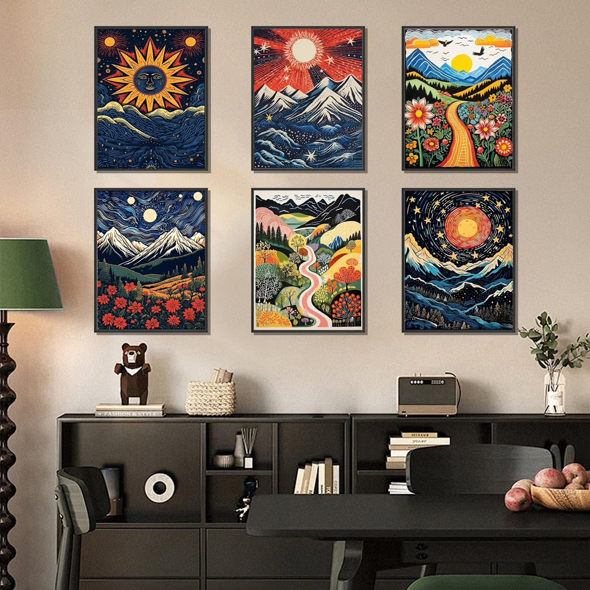 DOTSOPS Diamond Painting Kits Art Adults Painting Kit Crafts DIY 5D Diamond Art Packs Kits Full for Adults Beginner Home Wall Decoration Gift 11.8x15.7 Inches (6 Pack Landscape Abstract) DOTSOPS