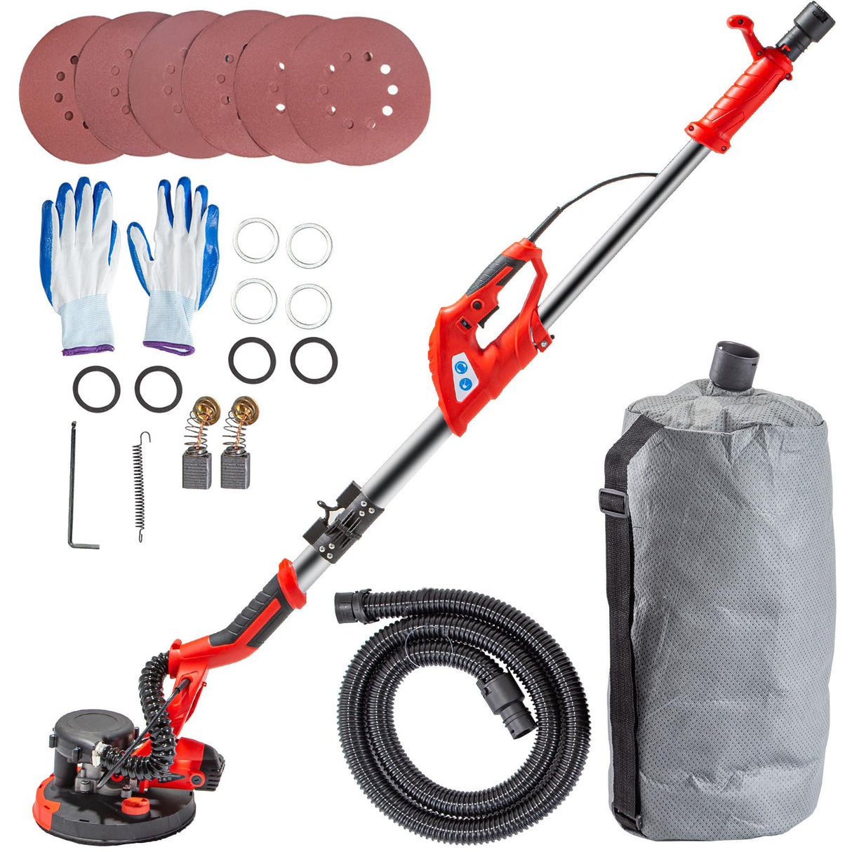 VEVOR Drywall Sander 850W, Electric Sander Variable Speed 800-1750RPM, Drywall Sander Foldable Sheetrock Sander, with Telescope Handle, Vacuum Bag Drywall Sanders 6 Sand Pads VEVOR