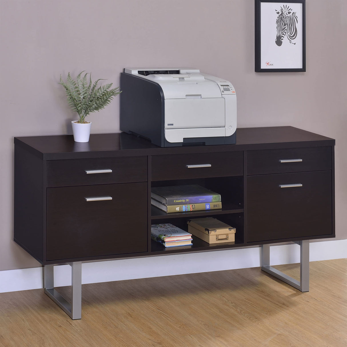 Coaster Home Furnishings Lawtey 5-Drawer Credenza with Adjustable Shelf Cappuccino Coaster Home Furnishings