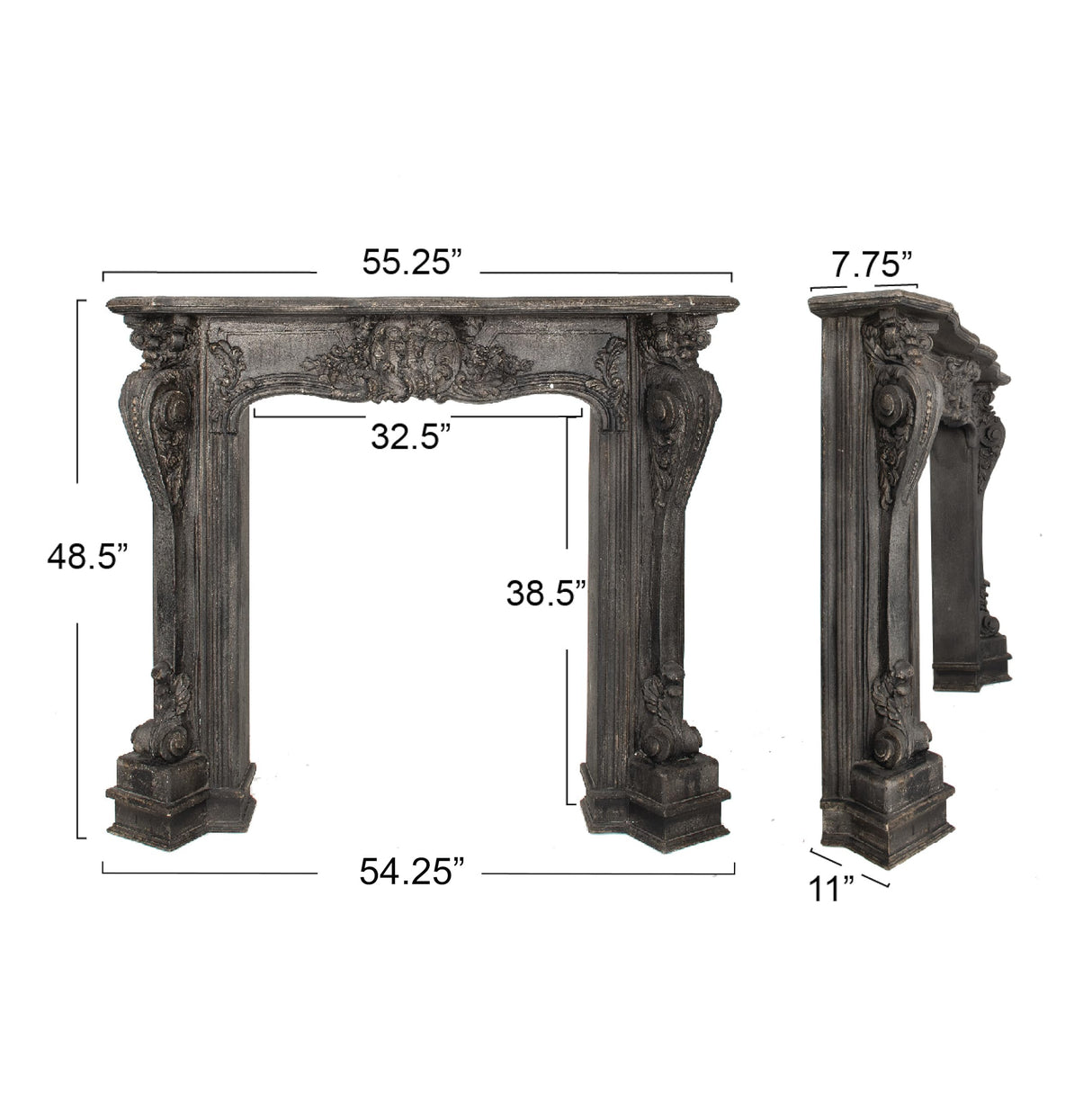 Creative Co-Op Decorative Wood Fireplace Mantel,Black Creative Co-Op