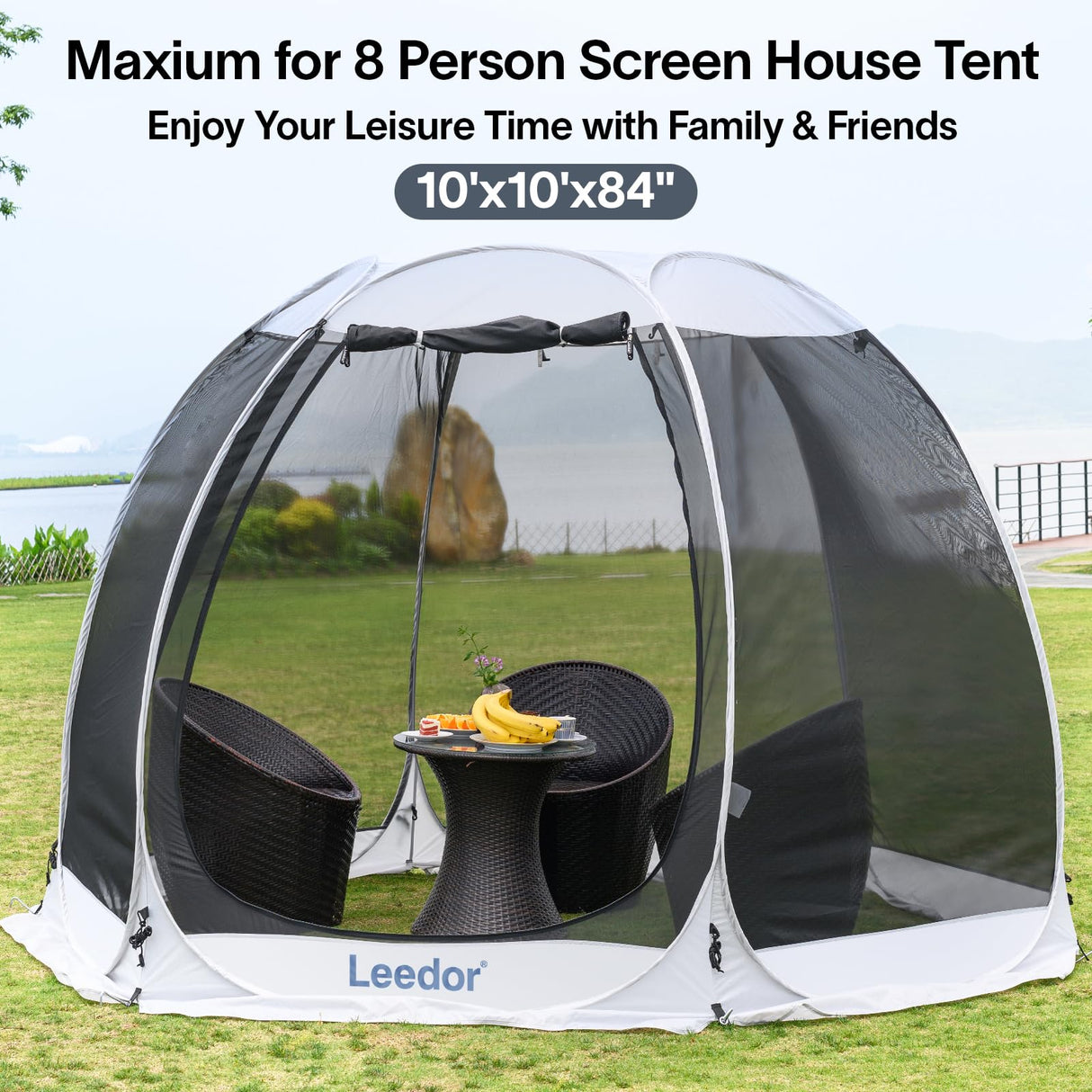 Leedor Screen House Tent for 4-8 Person, Instant Setup Mesh Net Outdoor Gazebo Sun Shade Dome Tent Pop Up Canopy with Carry Bag for Camping, Patio, Backyard, Lawn, Garden, Deck, 10 x 10 FT LEEDOR
