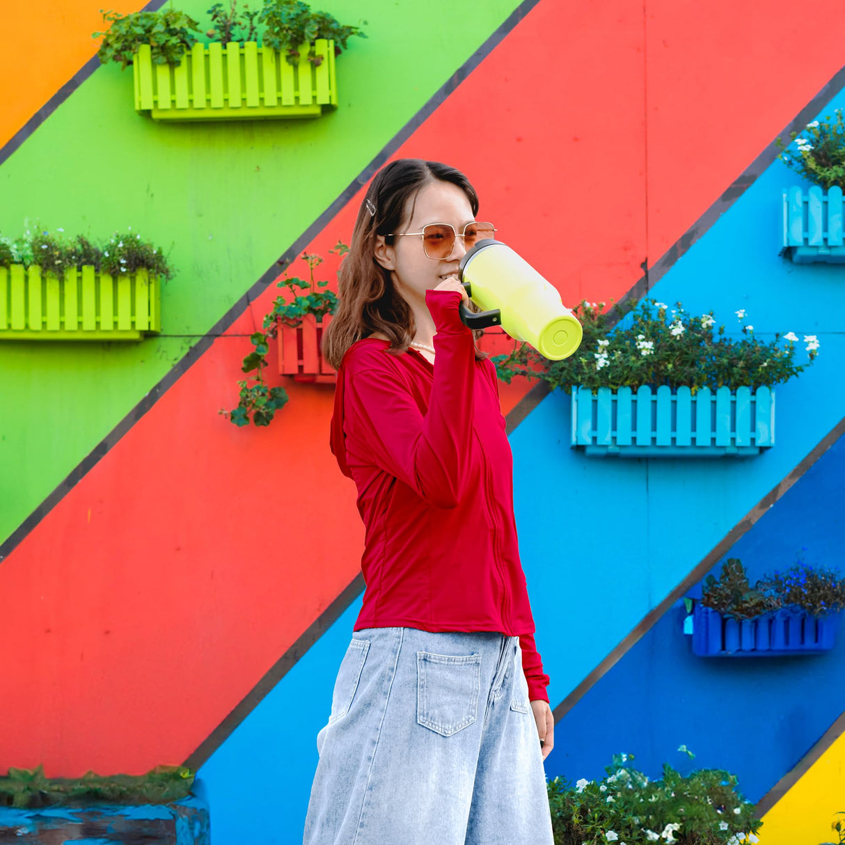 sweet grain 20 Pack 40 oz Neon Tumbler with Handle, Leak Proof Sublimation Tumbler with Lid and Straw, Stainless Steel Vacuum Insulated Travel Mugs for Water, Iced Tea or Coffee sweet grain