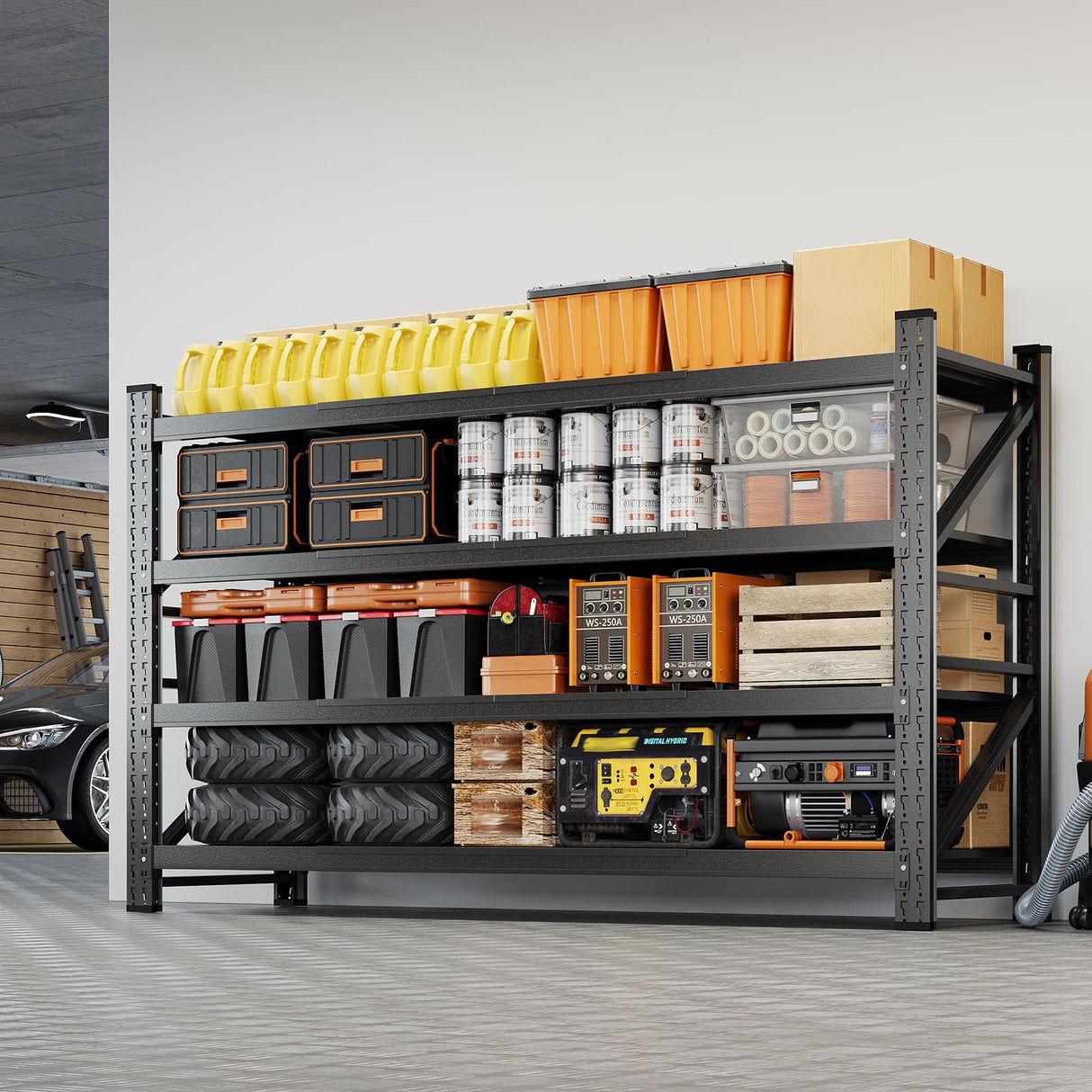 Yizosh 68" W Metal Garage Storage Shelves,Heavy Duty Adjustable Steel Organization Shelving,Utility Rack Shelf,68" W x 24" D x 63" H for Basement,Warehouse,Industrial Yizosh