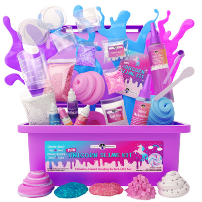 Original Stationery Mini Unicorn Slime Kit for Girls Ages 8-12, Create Unicorn Sparkle, Foam, Clay and Jelly Cube Slime, Fun Crafts for Kids