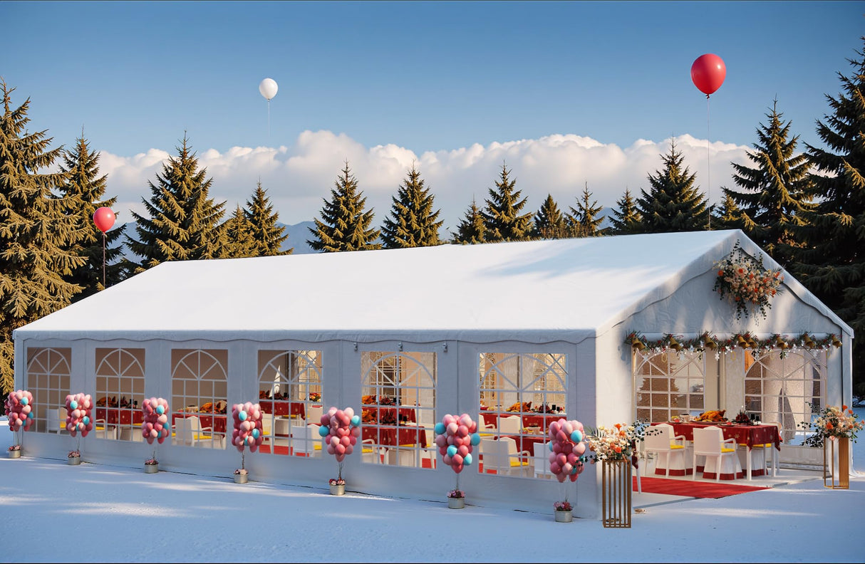 Greesum 20X40 Outdoor Canopy Tent Patio Camping Heavy Duty Gazebo Shelter Party Wedding BBQ Events with Side Removable Walls, Waterproof Shelter, White Greesum