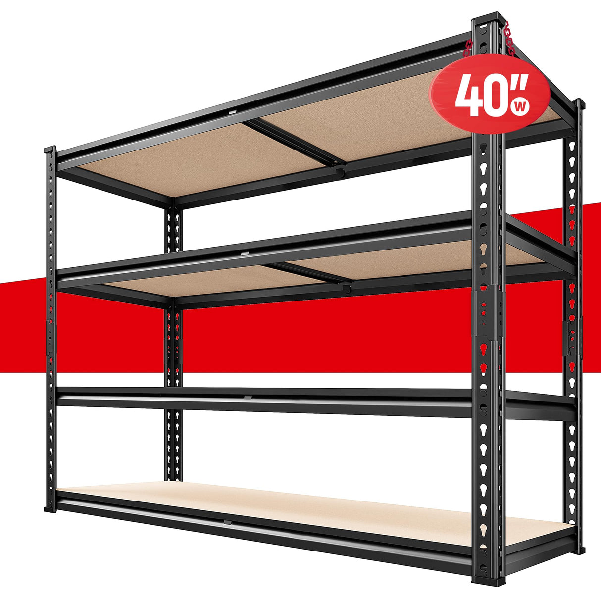 REIBII 40" W Garage Shelving 2000LBS Storage Shelves Heavy Duty Shelving 4 Tier Adjustable Metal Shelves for Garage Shelves Storage Rack Closet Shelving Pantry Shelves Utility Shelf,40" W*20''D*60''H REIBII