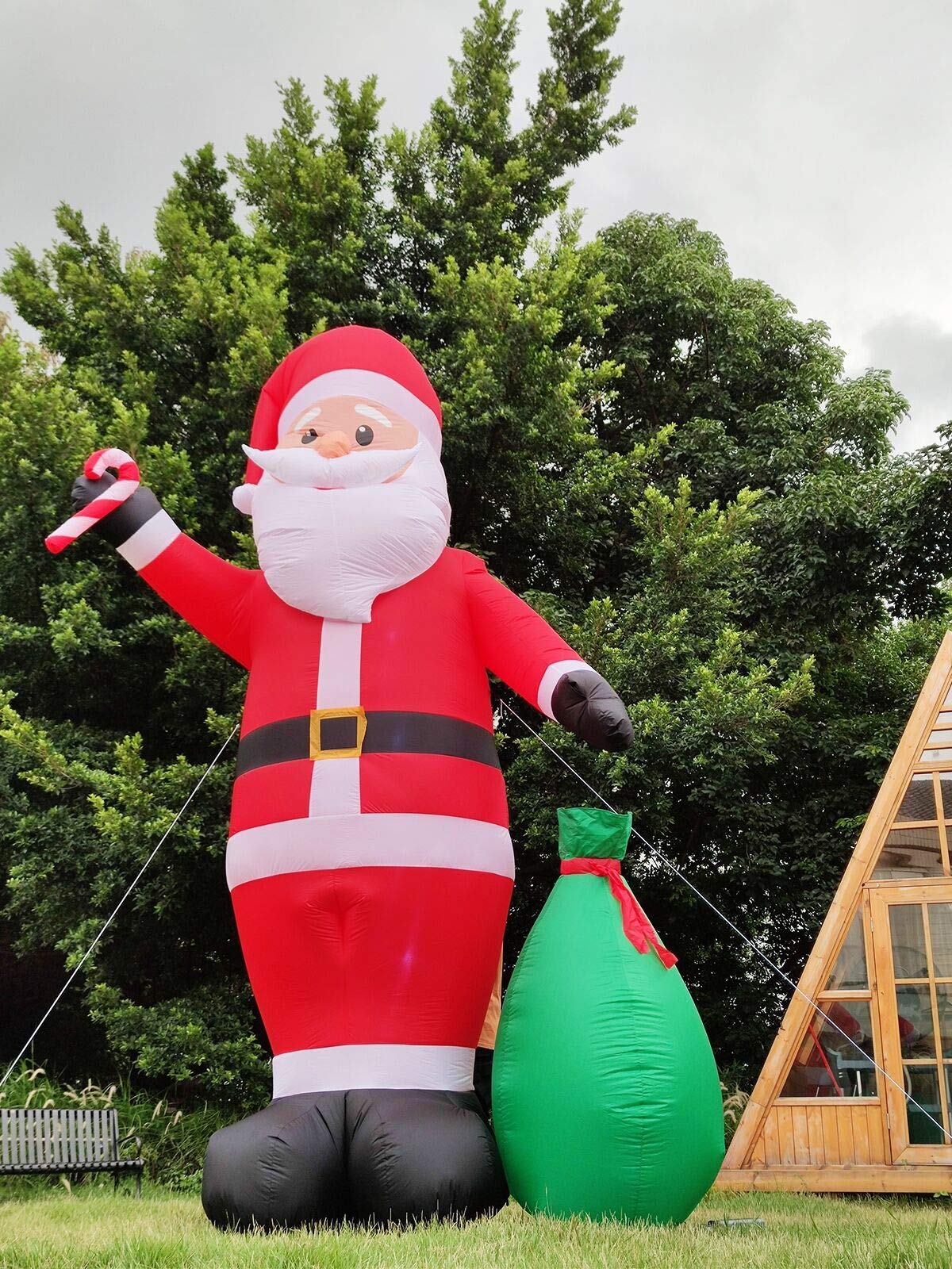 12 Ft by 7.6 Ft Giant Christmas Inflatables Decorations Outdoor Santa Claus with Gift Bag with LED Light for Christmas Blow Up Yard Decor for Lawn Garden Party Holiday Xmas Decorations Cute Fun TURNMEON