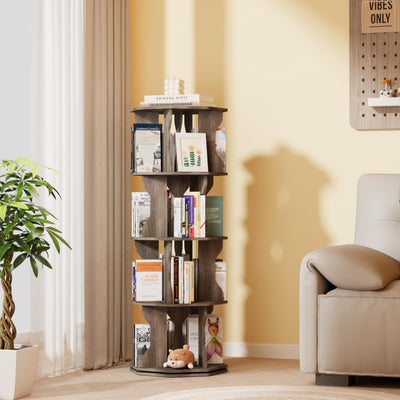HOVANESTY Rotating Bookshelf, Spinning Bookshelf, 4 Tier Revolving Bookcase, 360° Display Rotating Bookcase, Corner Book Shelf for Bedroom, Living Room, Office, Study Room