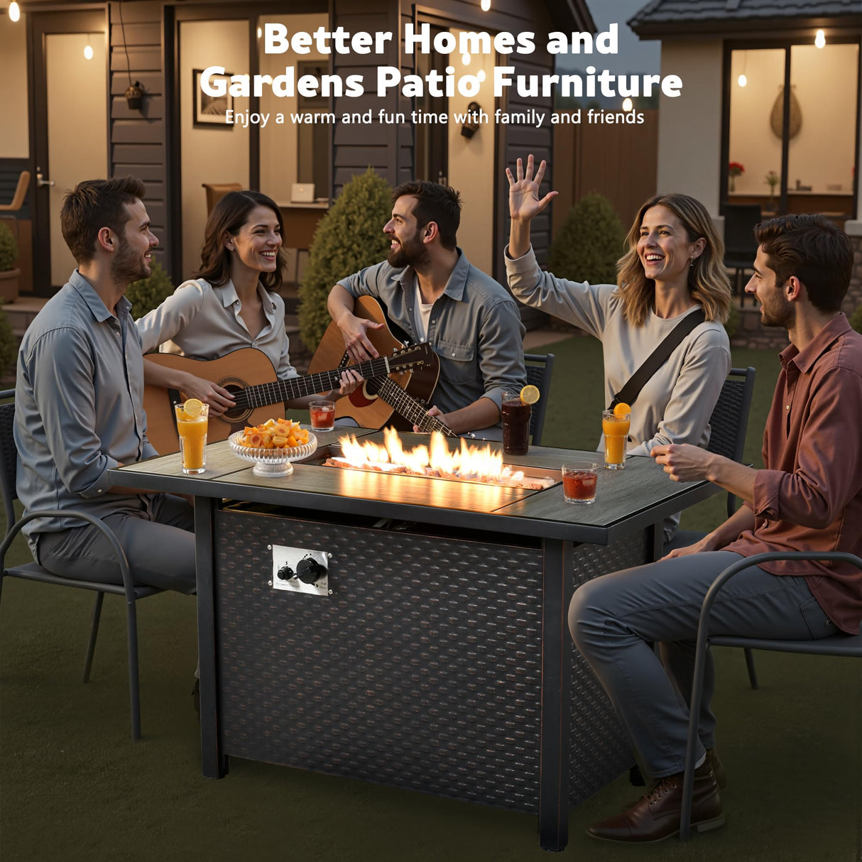 CAODOC 15-Piece Outdoor Sectional Sofa Set w/ 43" Fire Pit – L-Shaped Wicker Patio Furniture, Deep Seating & Swivel Rockers, Red CAODOC