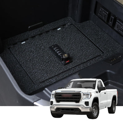 YOULAI Center Console Gun Safe - Console Gun Vault Compatible with Chevy Silverado 1500/GMC Sierra 1500 2023-2025, FIT 2022 Refreshed Model (4 Digit Lock with Key)