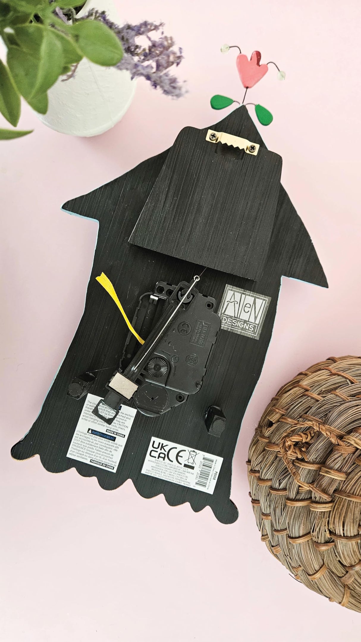 Enesco Allen Designs Birdhouse with Flowers Cuckoo Wall Clock - Battery Operated Pendulum Analog Clock, Stone Resin Decorative Clocks for Walls Home Decor Kitchen Clocks, 14.9 Inch Enesco