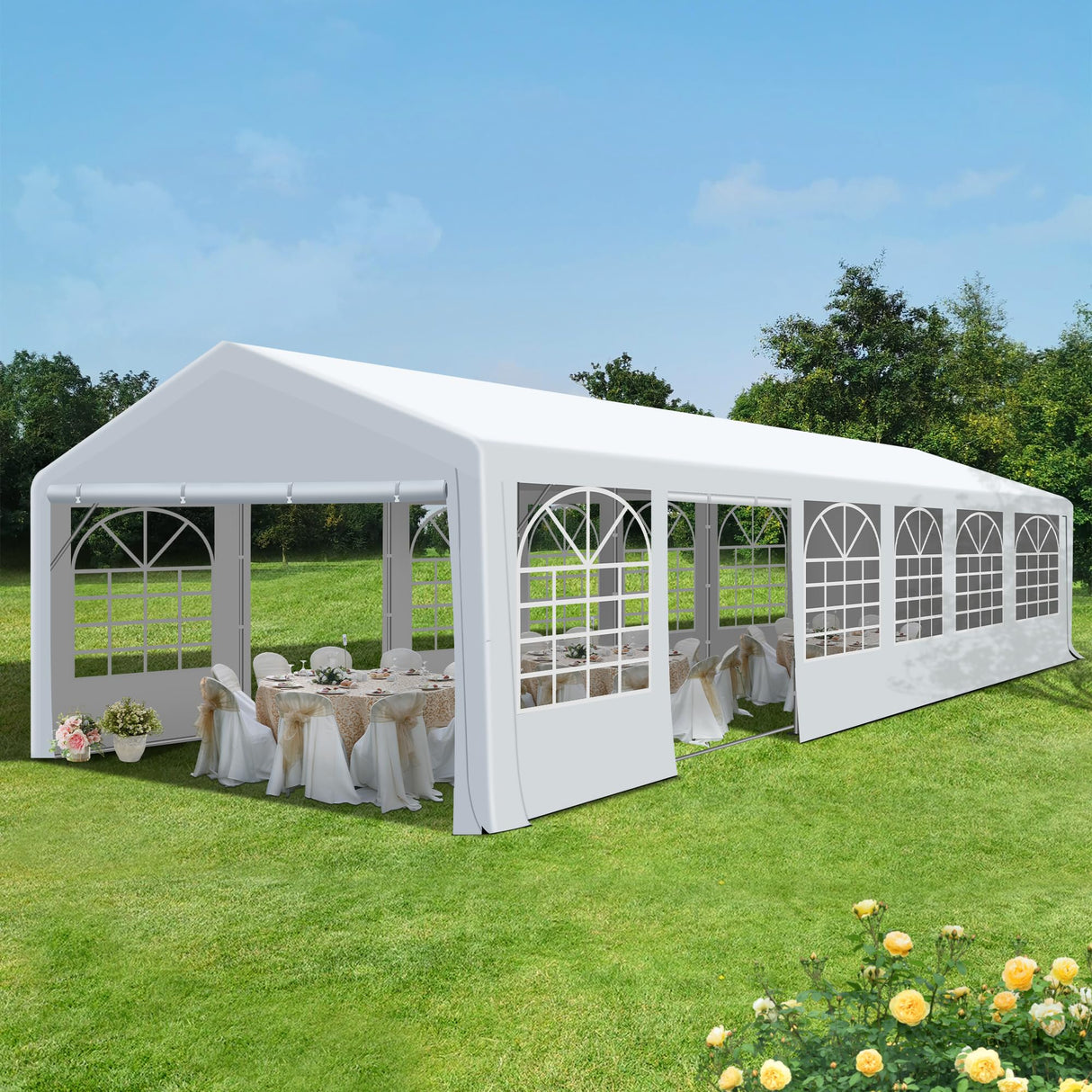Raysfung 20' x 40' Party Tent Heavy Duty, Wedding Tent with Removable Sidewalls, Outdoor Gazebo Event Shelters Canopy for Birthday Party Raysfung