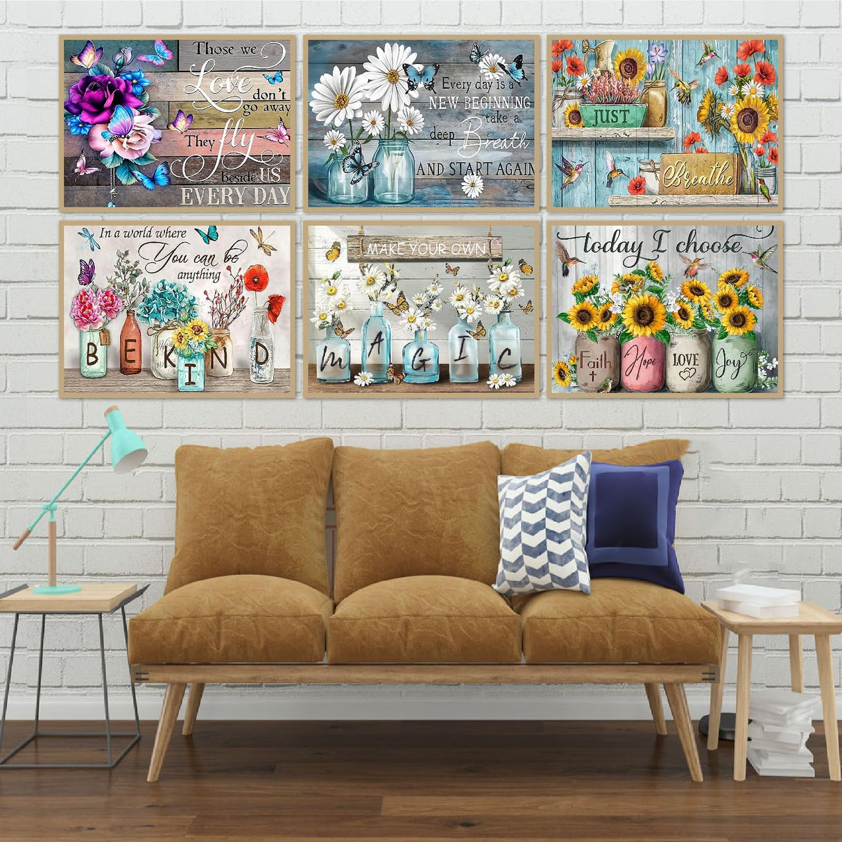 tigdtiu 6 Pack Inspirational Diamond Painting Kits for Adults-5D Diamond Art Kits for Adults Beginner, DIY Flower Full Drill Diamond Dots with Diamonds Picture Gem Art Crafts for Adult Decor 16x12 in tigdtiu