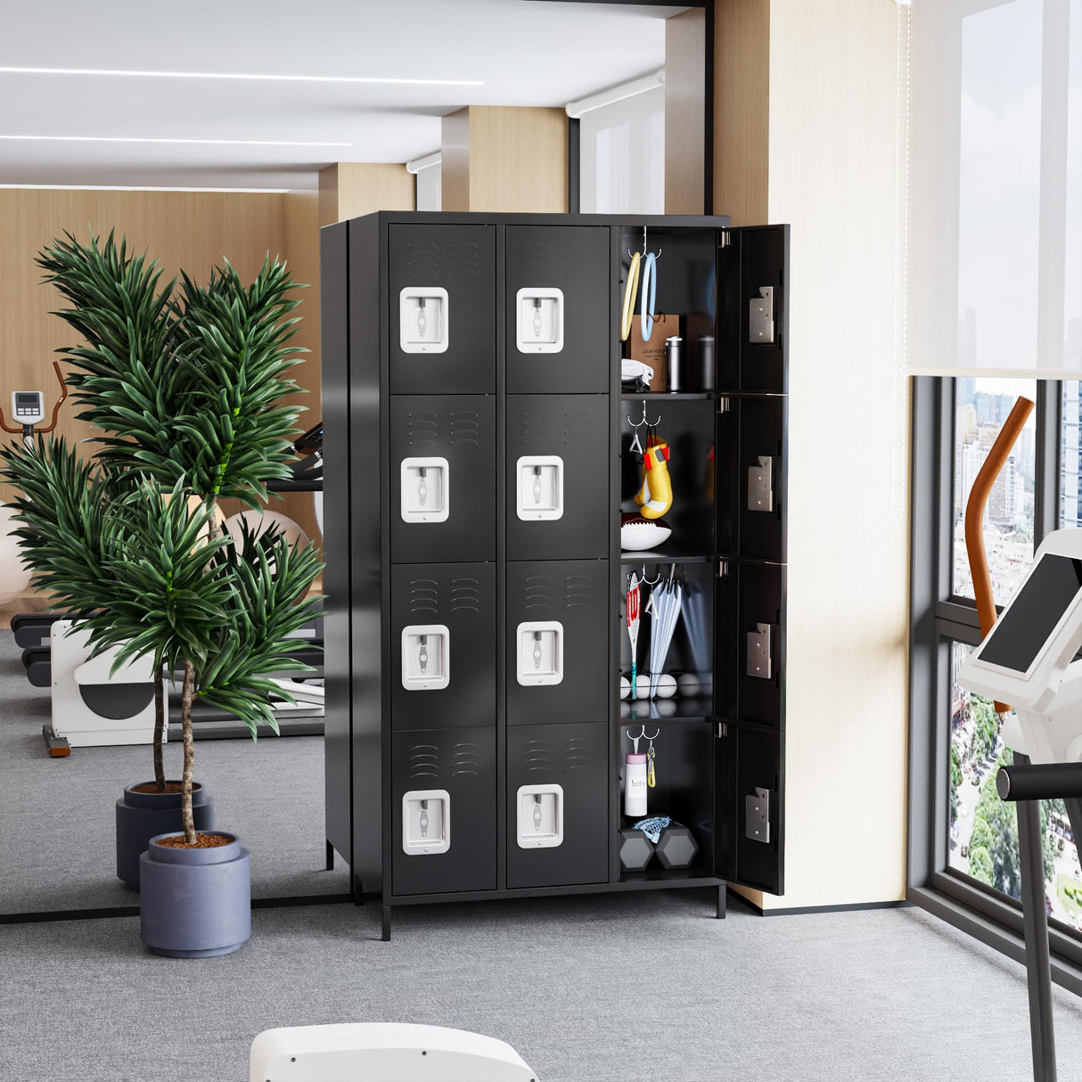 METAN Metal Locker for School Office Gym Bedroom, 12 Doors Black Steel Storage Locker Cabinet for Employees, Industrial Storage Locker, Assembly Required (12 Door-Black) METAN