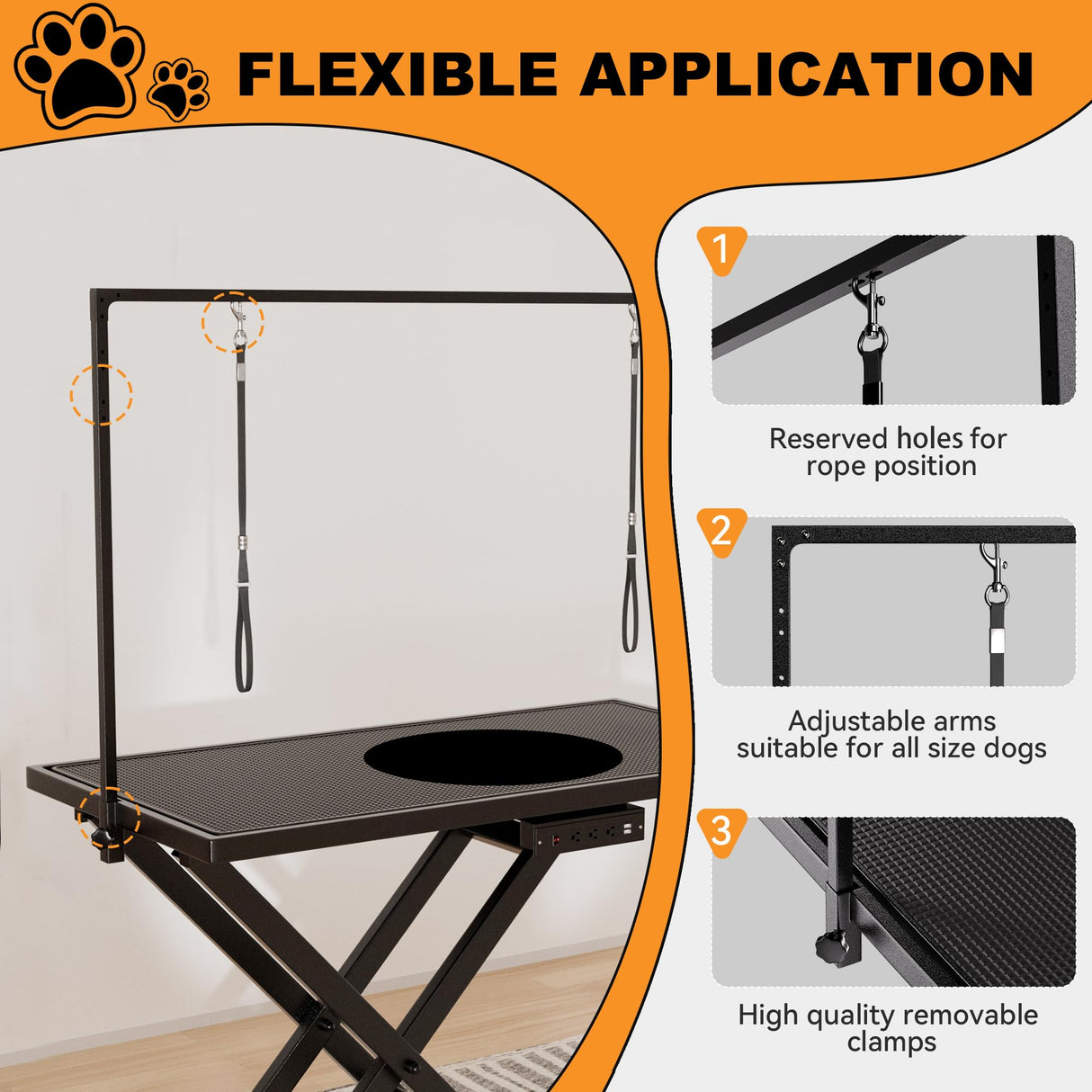 Goldshire Professional Electric Lift Dog Grooming Table, 50 Inch Heavy Duty Pet Grooming Station with Roller, Adjustable Overhead Arms and Tool Organizer Suitable for Home and Commercial Use Goldshire