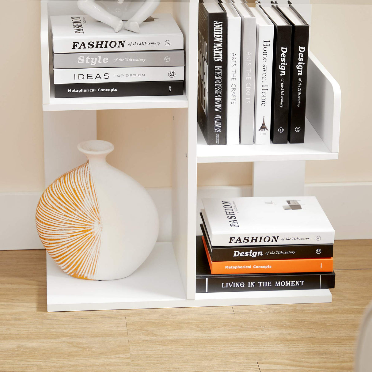 VASAGLE Bookcase, Tree-Shaped Bookshelf with 8 Storage Shelves, Rounded Corners, White 9.8D x 19.7W x 55.1H in, Engineered Wood VASAGLE