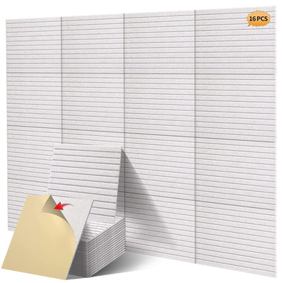 16 Pcs Pro Grade Soundproof Wall Panels,Acoustic Panels,Premium Sound Panels,Better Than Foam,Wedge Design,with Adhesive on Back,for Acoustical Treatments/Professional Studio,12×12×0.4 in,Ivory