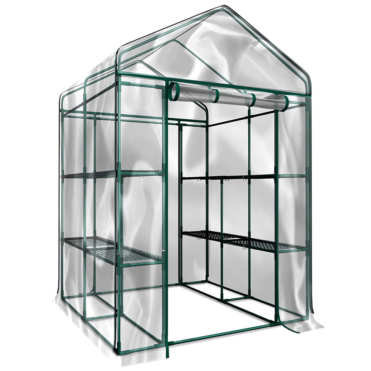 Greenhouse - Walk in Greenhouse with 8 Sturdy Shelves and PVC Cover for Indoor or Outdoor Use - 56 x 56 x 76-Inch Green House by Home-Complete Home-Complete
