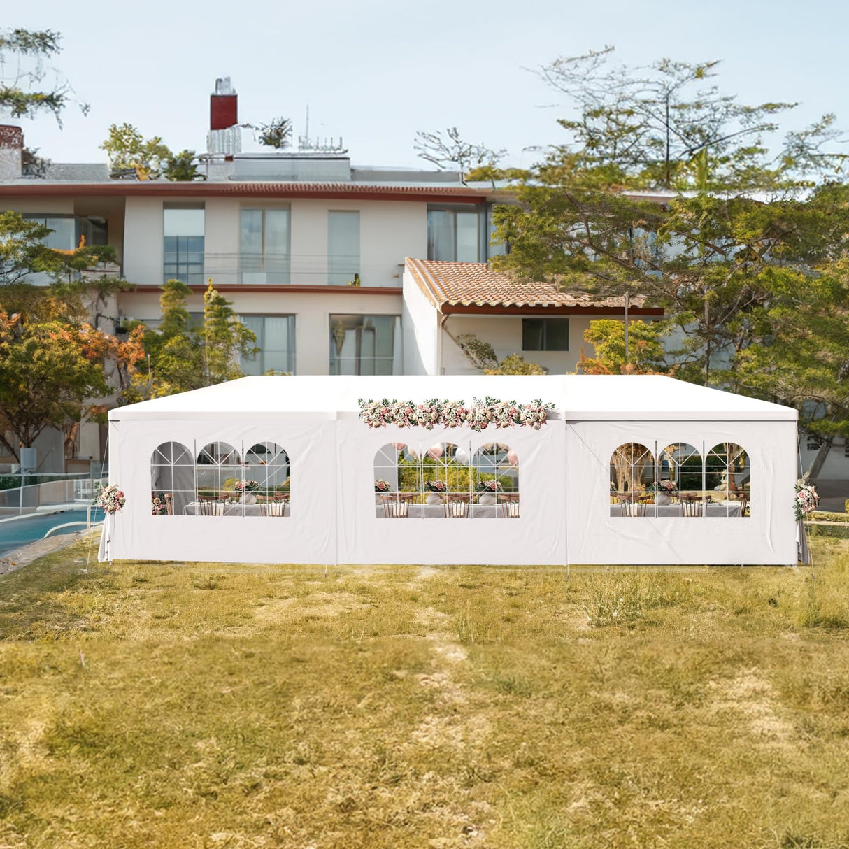 10x30FT White Party Tent Outdoor Canopy Tent Heavy Duty Wedding Tent Waterproof Patio Gazebo Event Tents for Parties with 8 Removable Sidewalls Perfect for Birthday Holiday Christmas BBQ susici