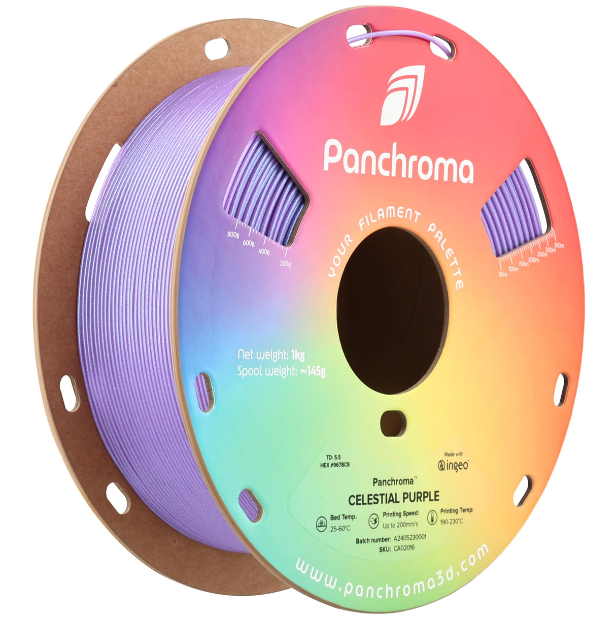 Polymaker Panchroma Celestial PLA Filament 1.75mm Purple, 1.75 Celestial Purple PLA 3D Printing Filament 1kg Spool - Panchroma 1.75 Shiny Glittering Purple PLA 3D Printer Filament Polymaker