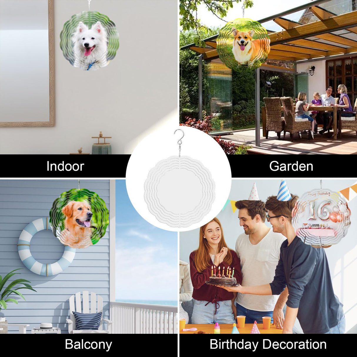 Sublimation Wind Spinner Blanks,8 Inch Wind Spinners Sublimation Blanks Products,3D Aluminum Metal Round Sublimation Wind Spinners for Indoor Outdoor Garden Yard Decoration (8 Pcs) Keepwaters