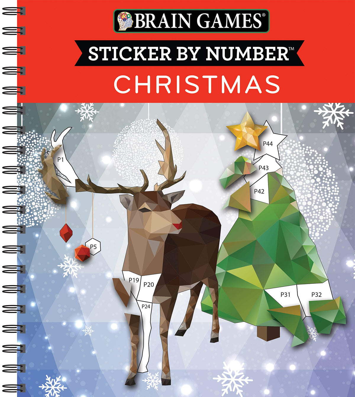 Brain Games - Sticker by Number: Christmas (28 Images to Sticker - Reindeer Cover) (Volume 1) Publications International, Ltd.