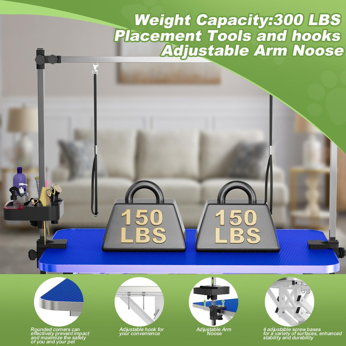 MODCART 43" Hydraulic Pet Grooming Table w/Anti-Static Table Top, Heav Duty Z-Lift Dog Grooming Table/21-36 w/Armrests/Leash Covers/Tool Organiyzers/Hooks, Weight Capacity 330LBS Black MODCART