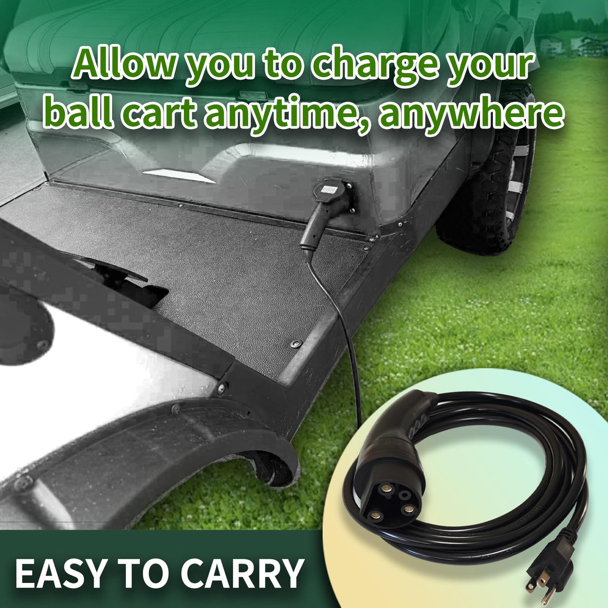 EVHIKING ICON EV Golf Cart Charger Power Cord Factory Replacement 120V Replaces OEM # 2.04.0620. EVHIKING