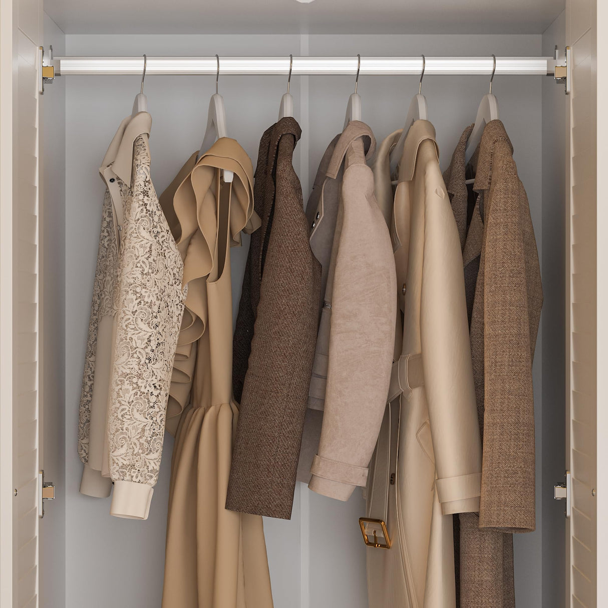 ECACAD Extra Tall Wardrobe Armoire with Top Cabinet, 10 Shelves, 4 Drawers, Hanging Rod & 8 Louver Doors, Wooden Closet Storage Cabinet for Bedroom, White (59”W x 19”D x 94.5”H) ECACAD