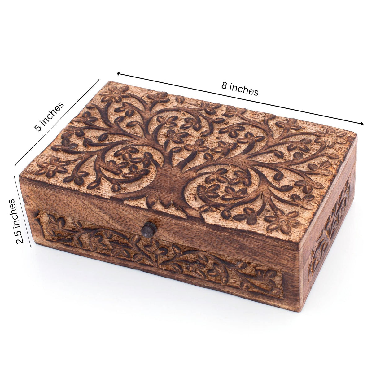Great Birthday Gift Handmade Decorative Wooden Jewelry Box Tree Of Life Carving Jewelry Organizer Keepsake Box Treasure Chest Trinket Holder Watch Box Storage Lock Box Housewarming Gifts The Great Indian Bazaar
