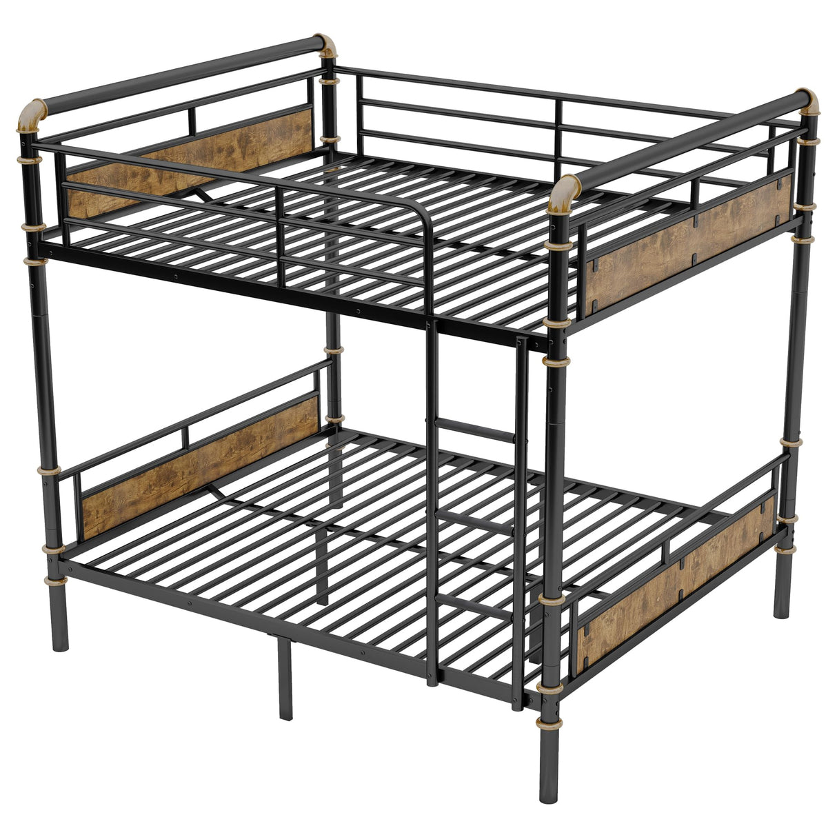 Duxelifin Full Over Full Bunk Bed for Teens & Kids, Heavy-Duty Metal Bunkbeds Industrial Convertible Bunk Bed Frame with High Safety Rails and Ladders, No Box Spring Needed (Black) Duxelifin