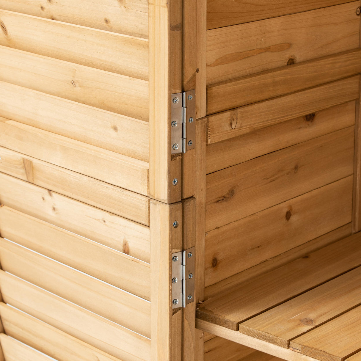 TAKUKA Outdoor Storage Cabinet with 3 Shelves, Wooden Garden Shed with Double Doors& Waterproof Roof, Outside Utility Tall Tool Organizer for Garden Farm Backyard TAKUKA