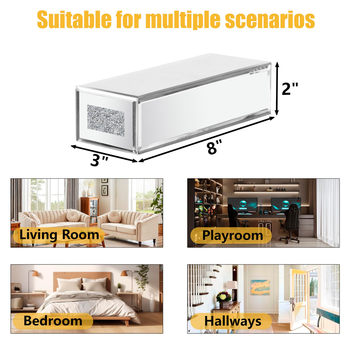 blingworld Shoe Floating Display Shelves Wall Mount Set of 4 – Mirrored Bling Glass Levitating Sneakers Shelves, Space-Saving Sneaker Display Shelf for Collectibles, Bedrooms, Dorms & Game blingworld