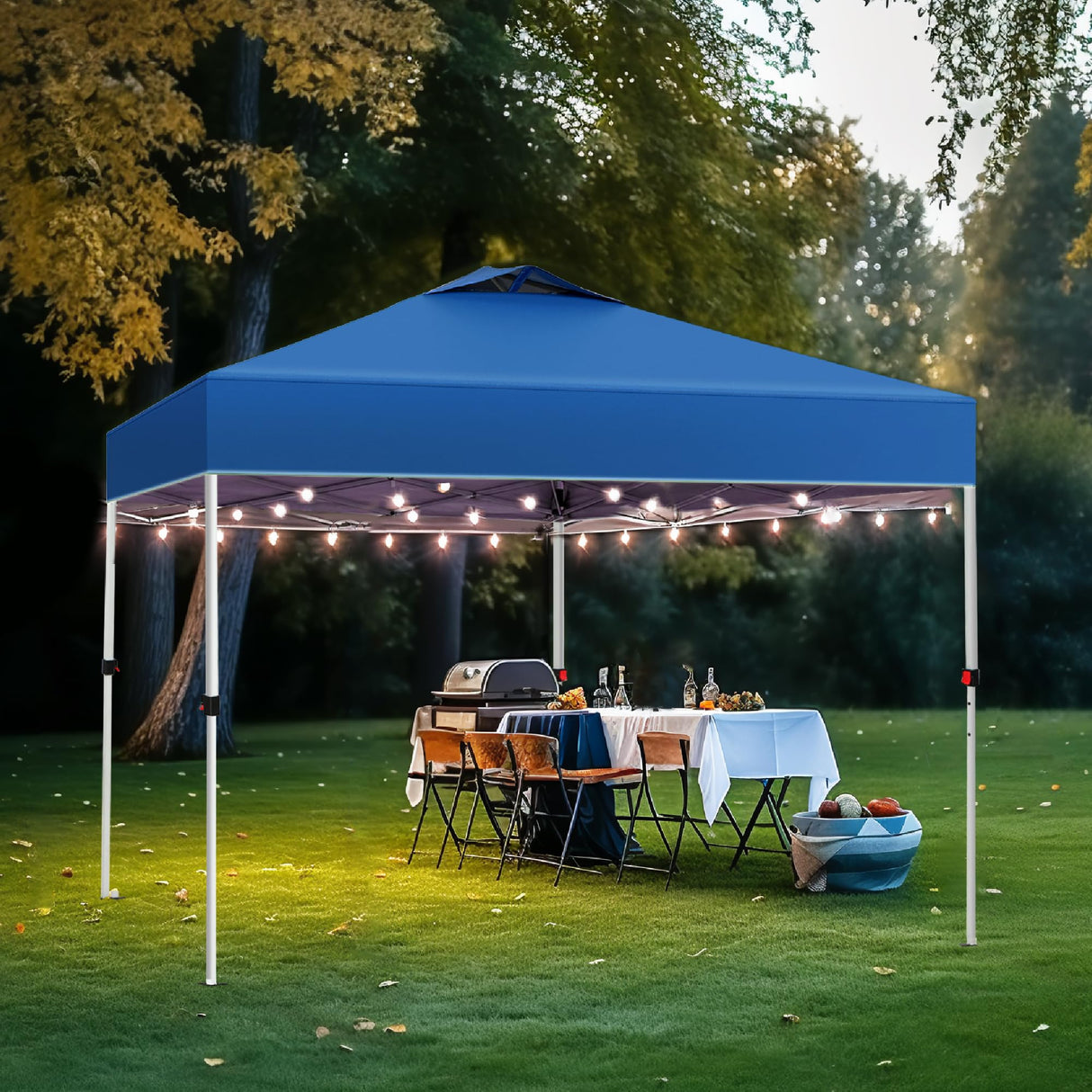 PHI VILLA Outdoor Pop up Canopy 10'x10' Tent Camping Sun Shelter-Series Party Tent, 100 Sq. Ft of Shade (Blue) PHI VILLA