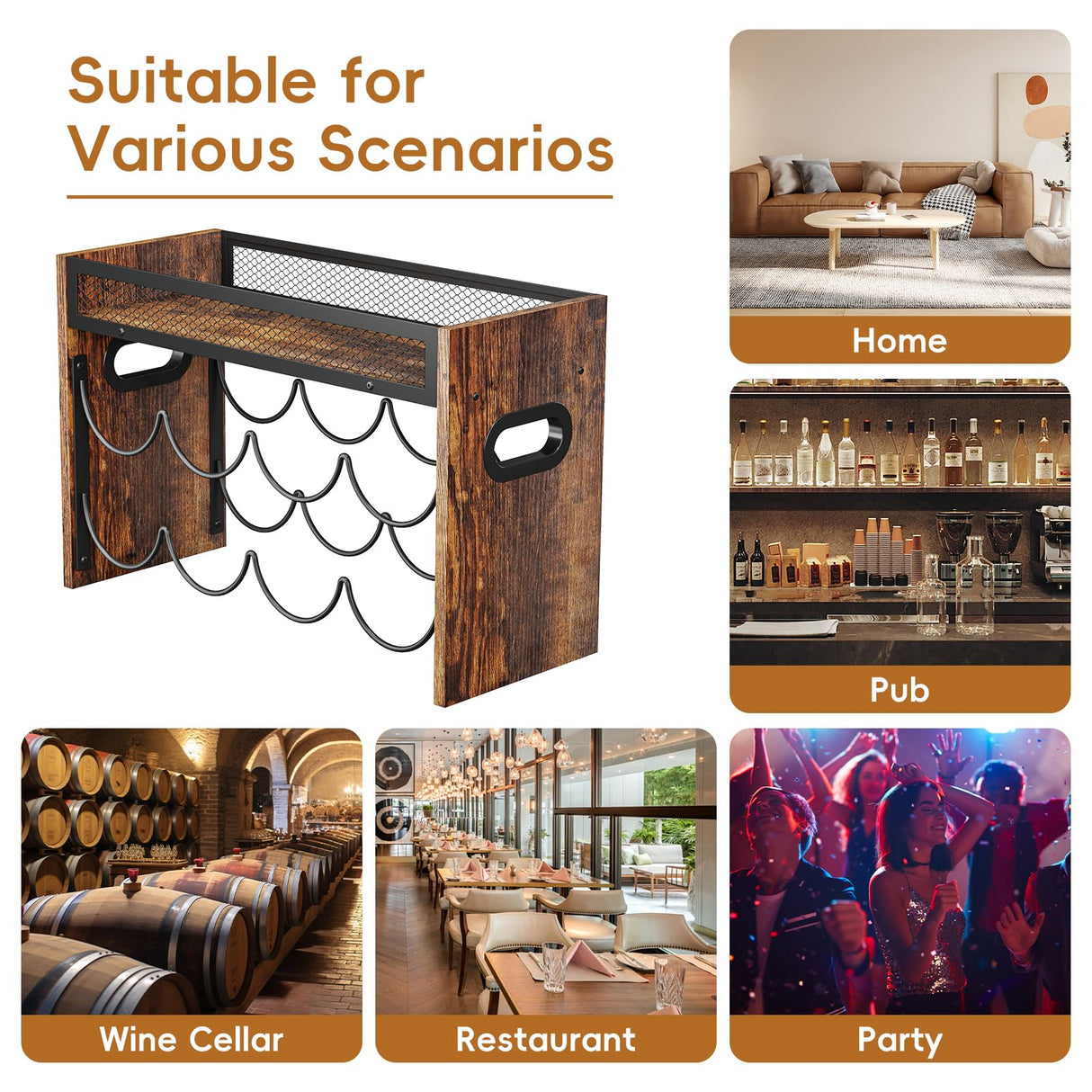 KLM 2-Tier Wine Rack, can Hold 8 Bottles.Suitable for Home Kitchens, Restaurants, Food Pantries, cabinets, and Bars. KLM