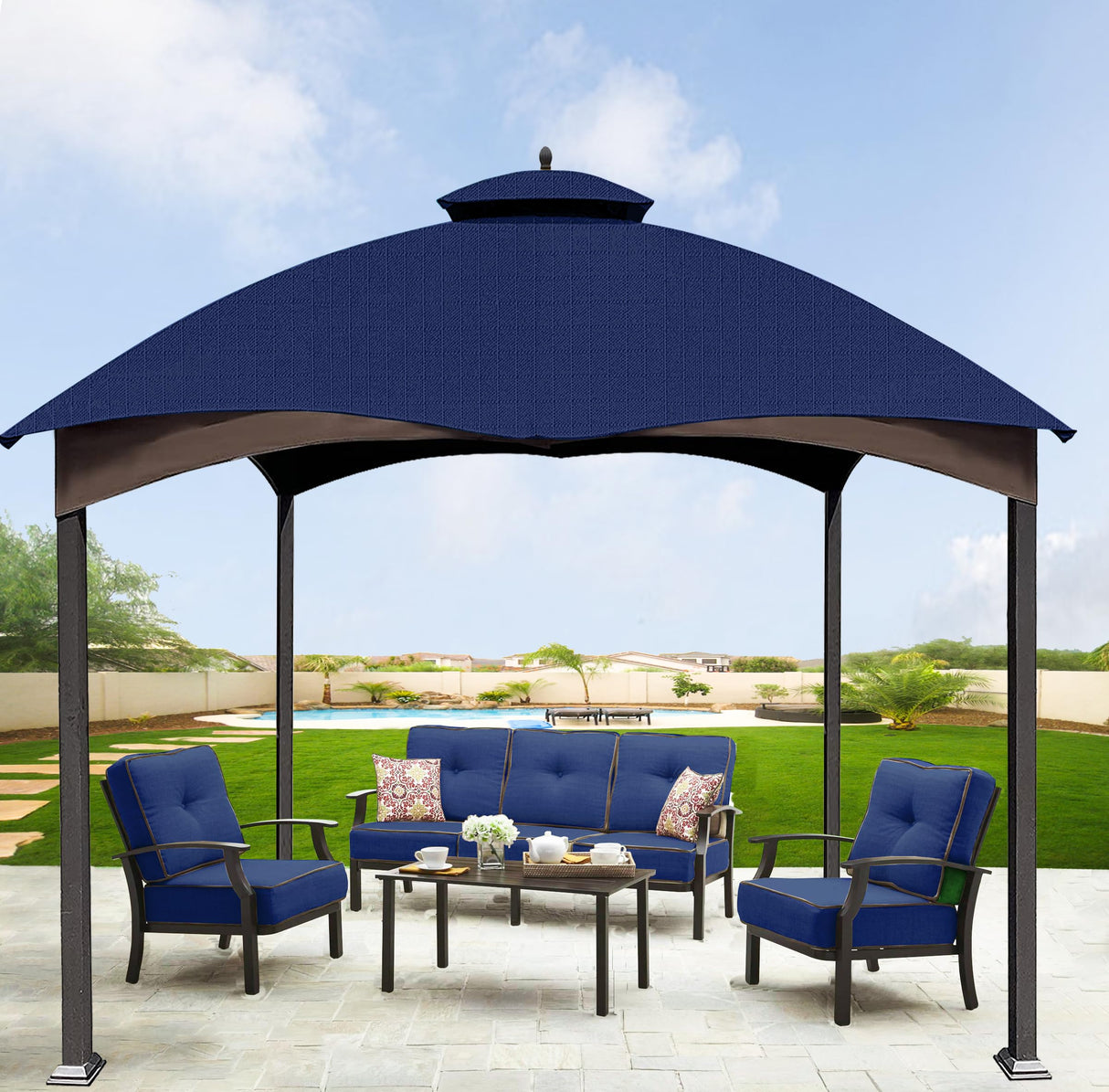 SCOCANOPY Ripstop Replacement Top for Lowe's Allen Roth 10X12 Gazebo Model #GF-12S004B-1/ GF-12S004BTO/TPGAZ17-002C,(Navy Blue) SCOCANOPY