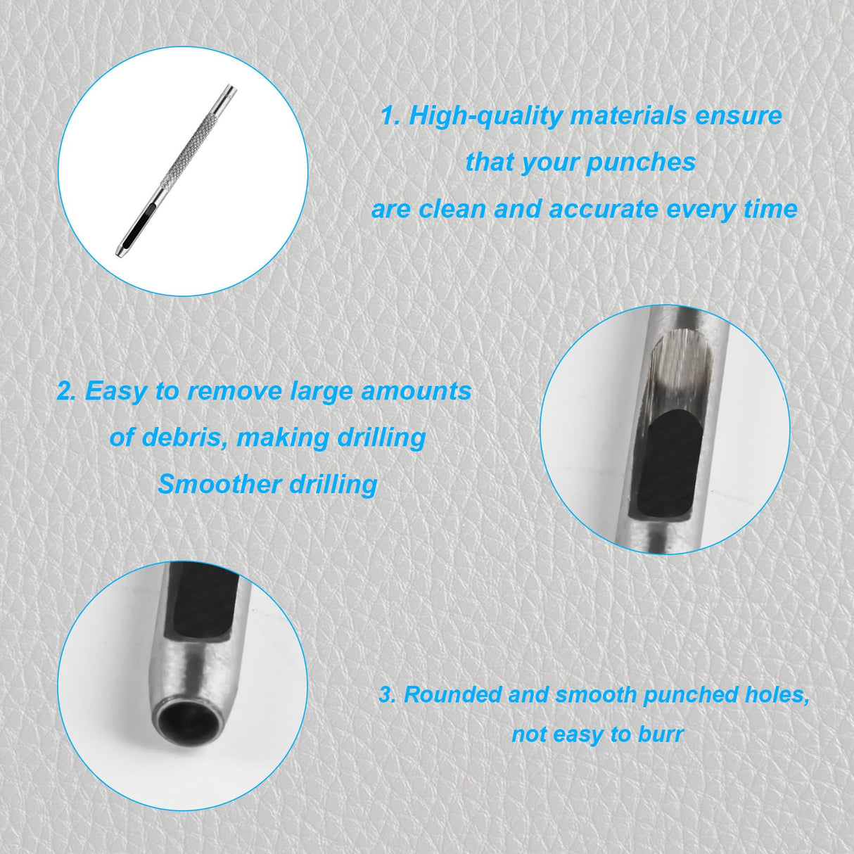 9 Pcs Leather Hole Punch Tool, Hollow Punch Set for Leather Stitching Punch Tool, Leather Belt Hole Punch Tool for Leather Watch Bands Gasket Belt Canvas Paper Rubber, with 1 x PVC Board HexinYigjly