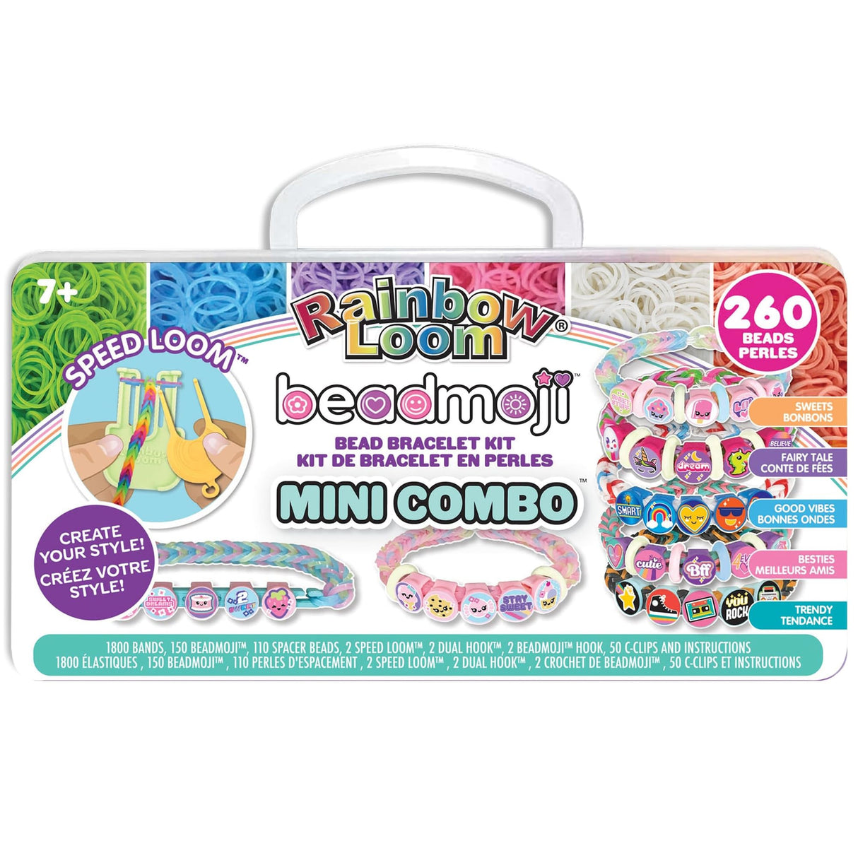 Rainbow Loom: Beadmoji Mini Combo - DIY Rubber Band & Bead Bracelet Kit - Includes 1800 Bands & 260 Beads, Design & Create, Ages 7+ Rainbow Loom