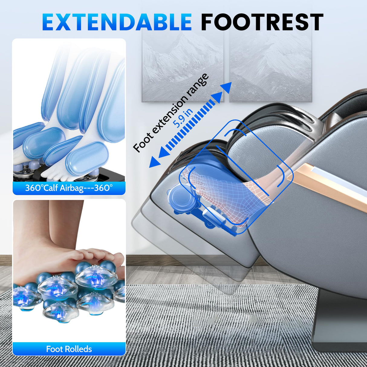 Hitree 4D Massage Chair Full Body, Zero Gravity Recliner with 57'' SL Track, Shiatsu Massage with Body Scan, Deep Yoga Stretch, Foot Rollers, Heating, Upgraded Calf, Bluetooth, Black Hitree