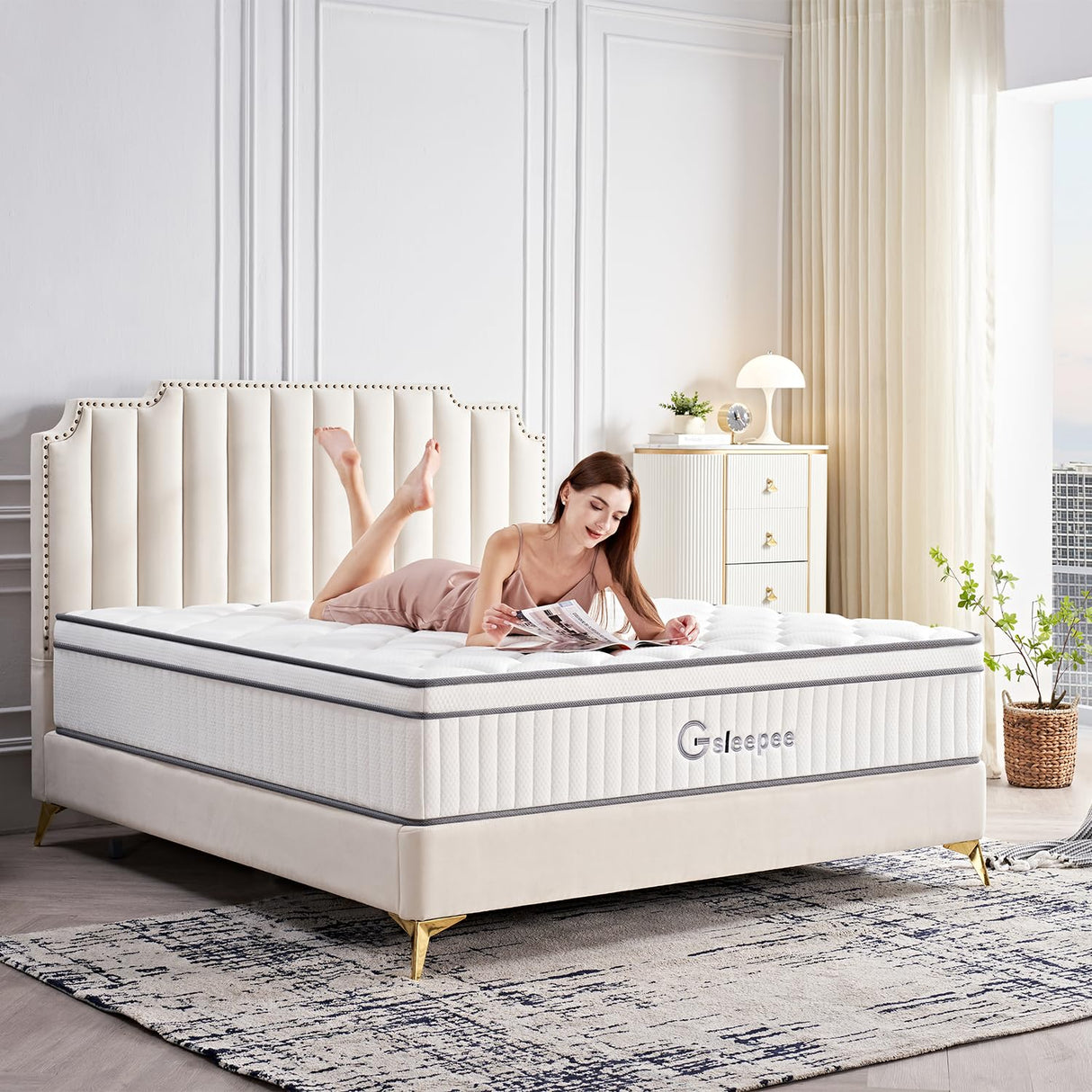 Gsleepee 12 Inch King Size Mattress in a Box, Memory Foam Hybrid Mattress for Motion Isolation, Soft and Comfortable, Pressure Relief, Medium Firm Support Gsleepee