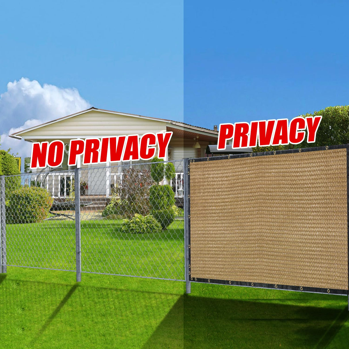 Sand 4FT X 50FT Outdoor Privacy Screen Fence & Mesh Shade Net Cover, Ideal for Garden and Backyard - Enhances Privacy for Fencing & Chain Link, Perfect for Patio Privacy Wall, Slats,Freestanding BADAO