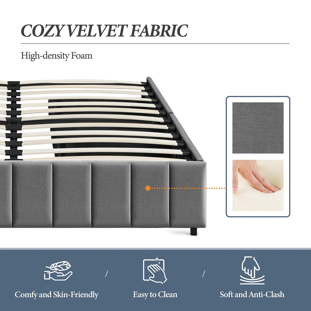 Yaheetech Dark Grey Upholstered Queen Bed with 4 Storage Drawers and No Fixed Headboard Yaheetech