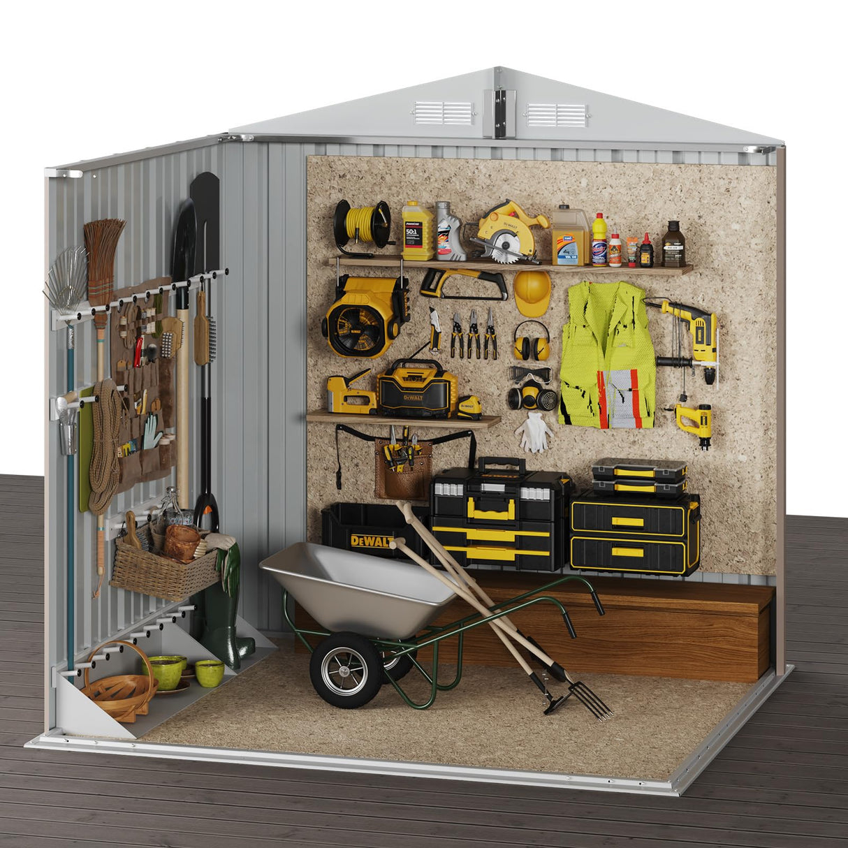 Aoxun 6.2x4 FT Shed Outdoor Storage Shed Metal Garden Shed with Lockable Doors & Slooping Roof Tool Shed Bike Shed for Backyard, Patio, Poolside (Brown) Aoxun