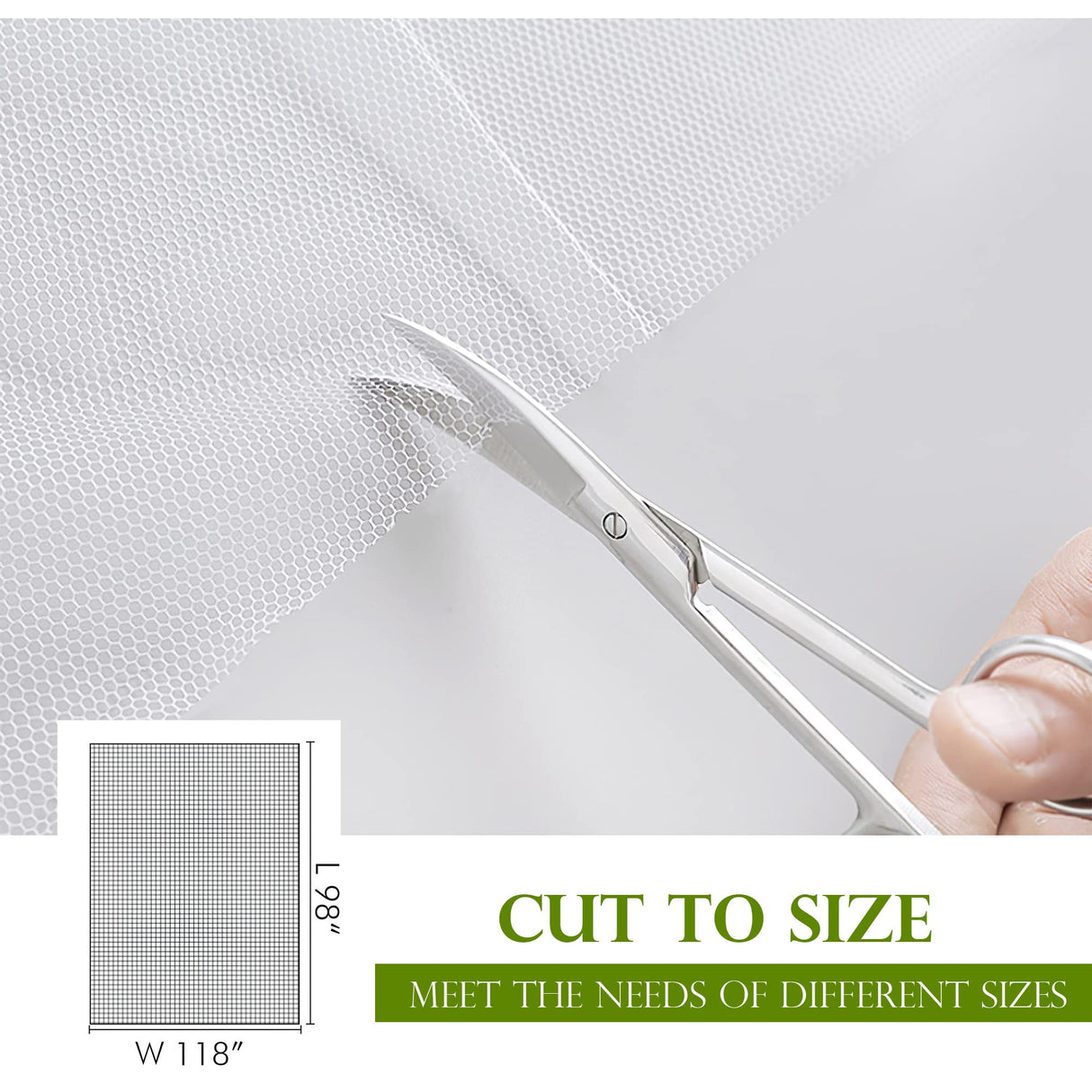 RYB HOME 2 Panels Porch Screen Mesh Outdoor Curtains Lightweight Mosquito Netting for Patio Gazebo Pool Hut Bug Garden Netting Size Adjustable, White, 118 inches Wide x 84 inches Long RYB HOME